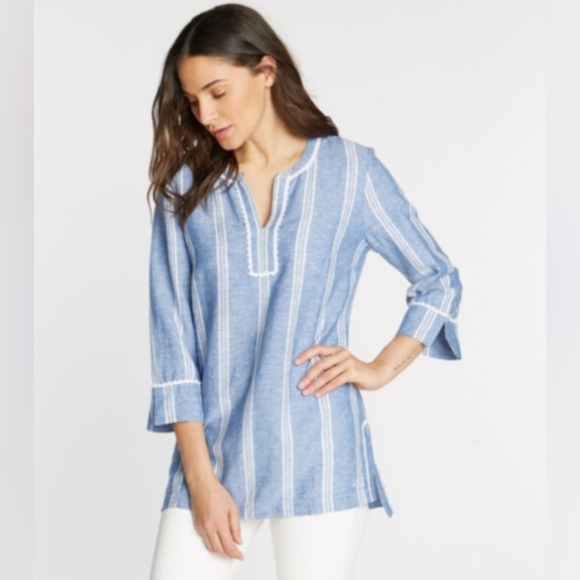 Nautica Tops - Nautica Blue Linen blend Tunic Top Size XL